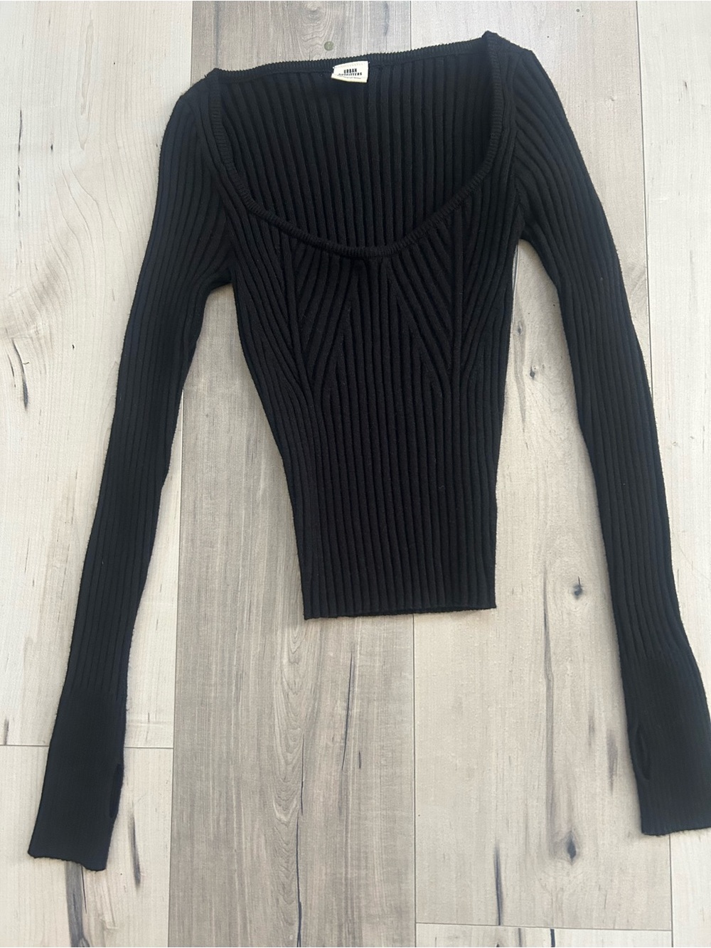Urban Outfitters Black Ribbed Scoop Neck Top